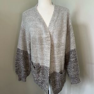 Two Toned Oversized Knit Cardigan
